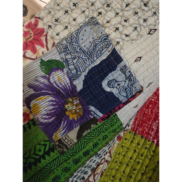 Reversible Quilted Jacket Mandarin Collar Fabric Buttons w Loops WM SZ M Colors! - Picture 8 of 10